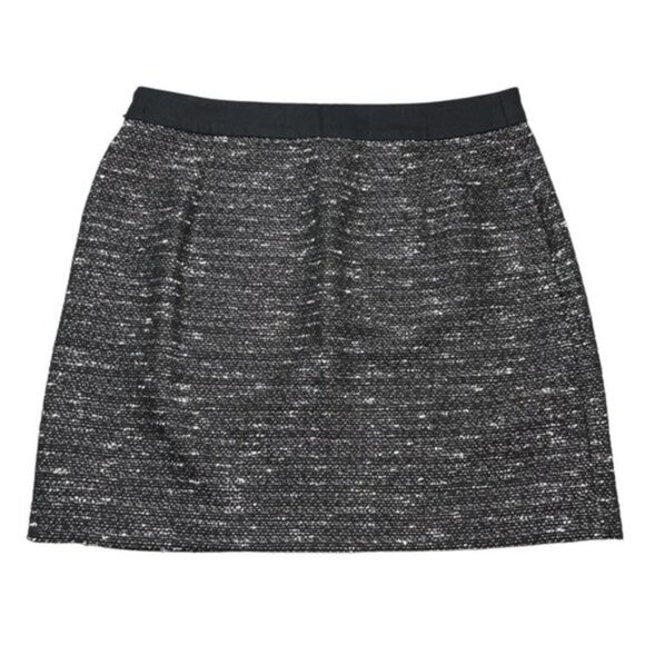 BANANA REPUBLIC Mottled Mini Skirt Sz 8 Black White - Picture 8 of 9